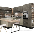Reka bentuk perabot penyimpanan dapur minimalis hitam